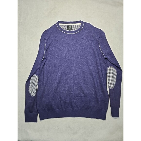 Point Zero Couture Men's XL Purple Pullover Sweater Wool With Elbow Patches - Picture 1 of 7